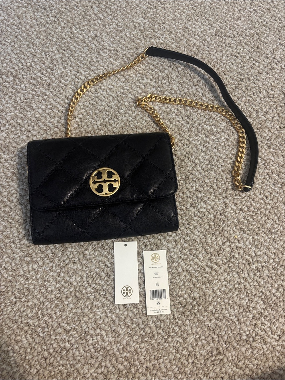 Tory Burch Black Willa Chain Wallet